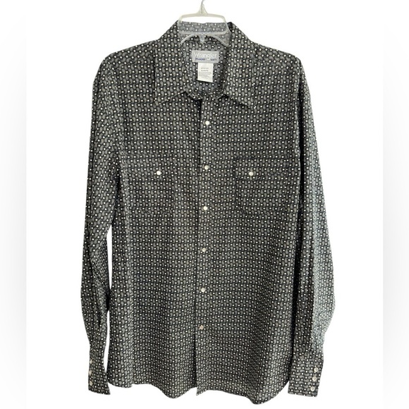 Wrangler Wrancher Western Shirt Mens XL Pearl Snap Rip Yellowstone Rodeo Black - Picture 1 of 13